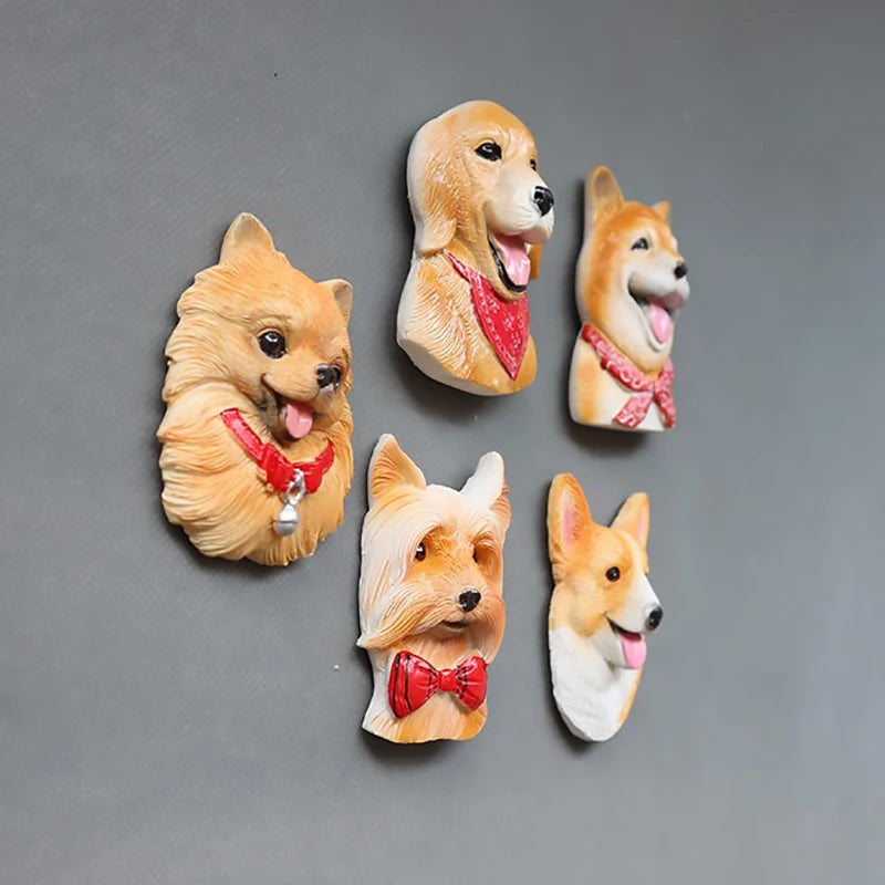 3D pet dog resin magnetic refrigerator sticker simulation corgi,Yorkshire,Golden Retriever,Magnetic sticker home decoration
