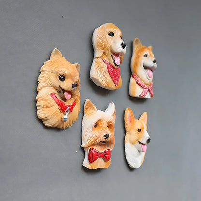 3D pet dog resin magnetic refrigerator sticker simulation corgi,Yorkshire,Golden Retriever,Magnetic sticker home decoration