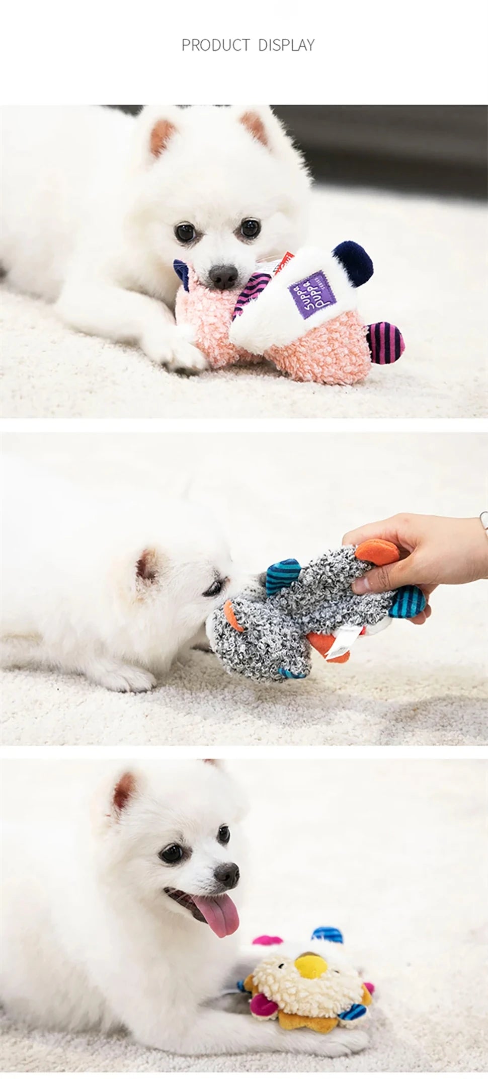 Gigwi Suppa Puppa Series Dog Toy Rattle Paper Teeth Sound Plush teeth cleaning dog bite resistant toy raccoon/Lion/fox Washable