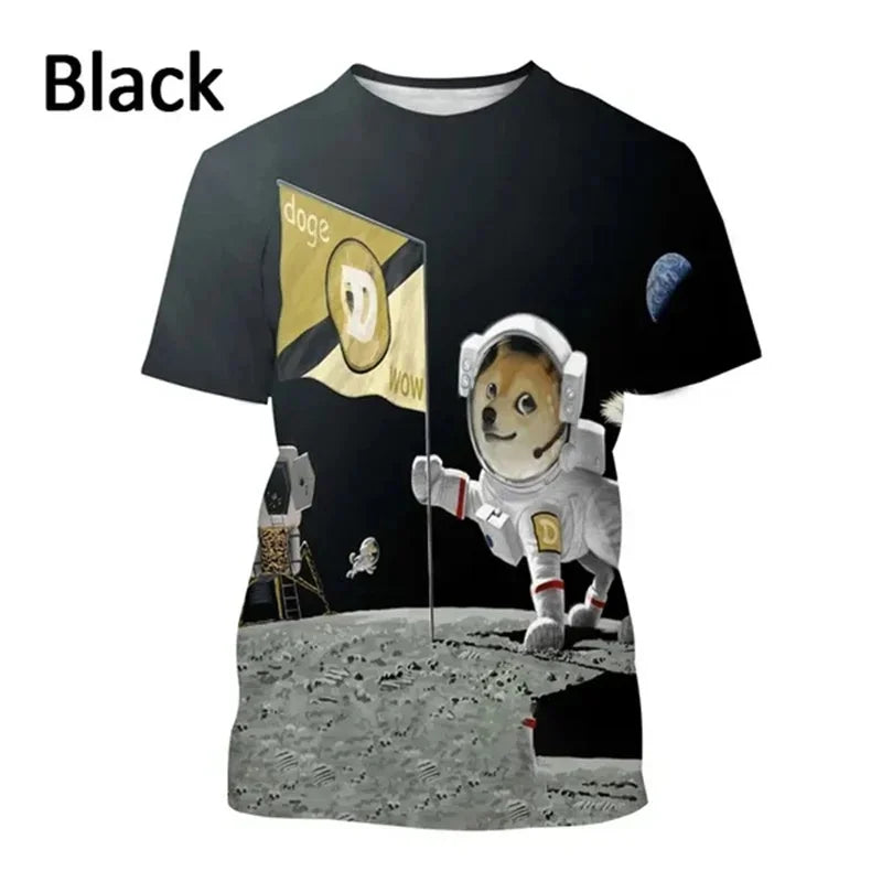 the GALAXY SPACE DOGS - Astronaut Dog Dogecoin Graphic T-Shirt for Men, Clothing Fashion Meme Cheems Fan T-Shirt, Casual 3D Shiba Inu Printing Tee Tops