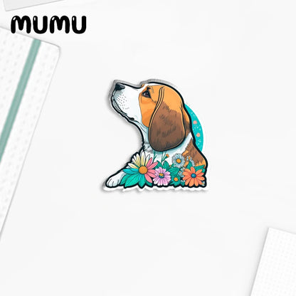 2023 New Dog Cat and Flowers Lapel Pin Cute Acrylic Brooches Handmade Epoxy Jewelry Shirt Bag Badge