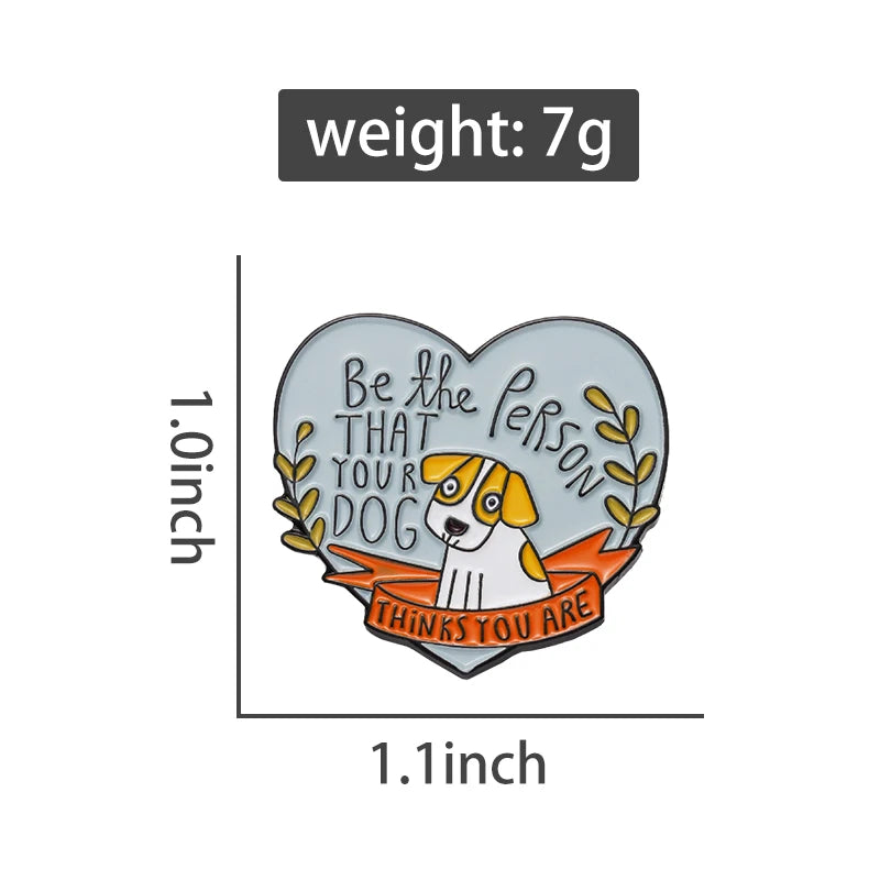 Puppy Heart Shape Enamel Pins Funny Dog Person Brooches Lapel Badges Backpack Clothes Animals Pet Jewelry Pin Gifts for Friends