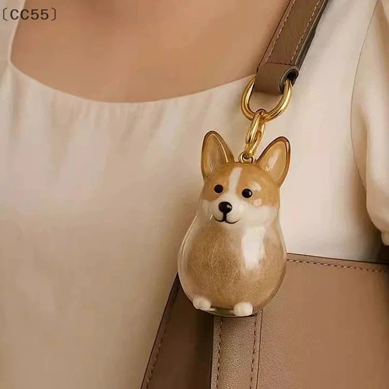 〔CC55〕Clear Puppy Hair Memorial Keepsake Capsule Pet's Dog Fur Container Pendant Keychain Decor Pet Lovers Home Display Gifts