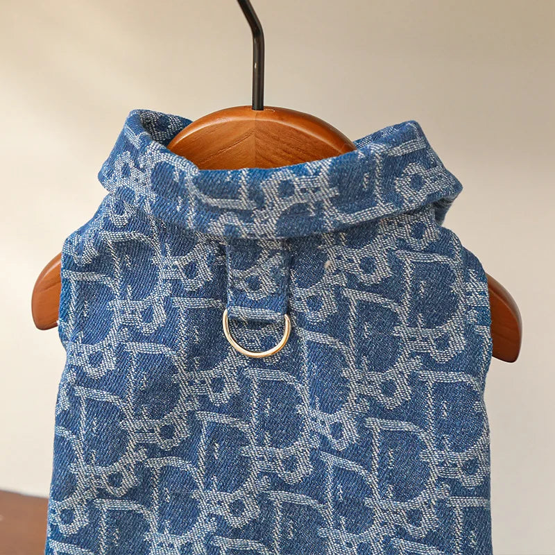 Pet Clothing Dog Autumn and Winter Denim JeanThickened Windproof Coat Puppy Costume For Small Medium Dogs Pet Jacket Wholesale