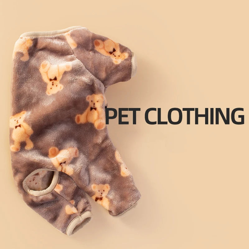 Pet Autumn Winter Pajamas Puppy Cute Bear Jumpsuit Dog Plush Jacket for Small Medium Dogs Cats Clothes Chihuahua Teddy Costumes