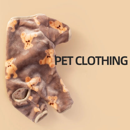 Pet Autumn Winter Pajamas Puppy Cute Bear Jumpsuit Dog Plush Jacket for Small Medium Dogs Cats Clothes Chihuahua Teddy Costumes