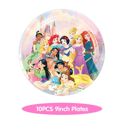 Disney Princess Birthday Decoration Tableware Paper Cups Plates Balloons Tablecloth Backdrop Banner Party Supplies For Baby Kids