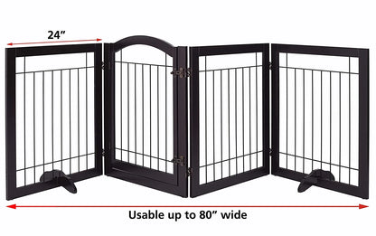 the BARRIER FENCE - Wood Pet Fence, Indoor Stainless Steel Dog Cage, Dog Fence - Large Outdoor With 4 Panels