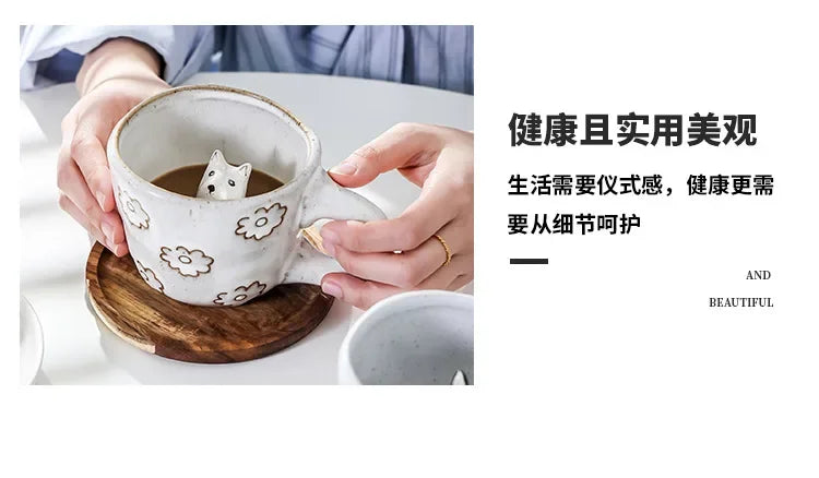 360ml Cups Ceramic Funny Cartoon Animal Tea Milk Cups Cute Handmade 3D Snail Daisy Dog Cat Coffee Mugs Creative Unique Gifts