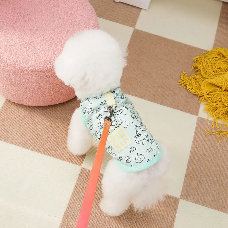 the FOODIEPUP SUMMER TEE - Dog Vest Summer Cartoon Food Graffiti Thin Shirts, Dog Puppy T-Shirt, Cat Clothing, Chihuahua, Cooling Dog Vest, Pet Cat/Dog Clothes