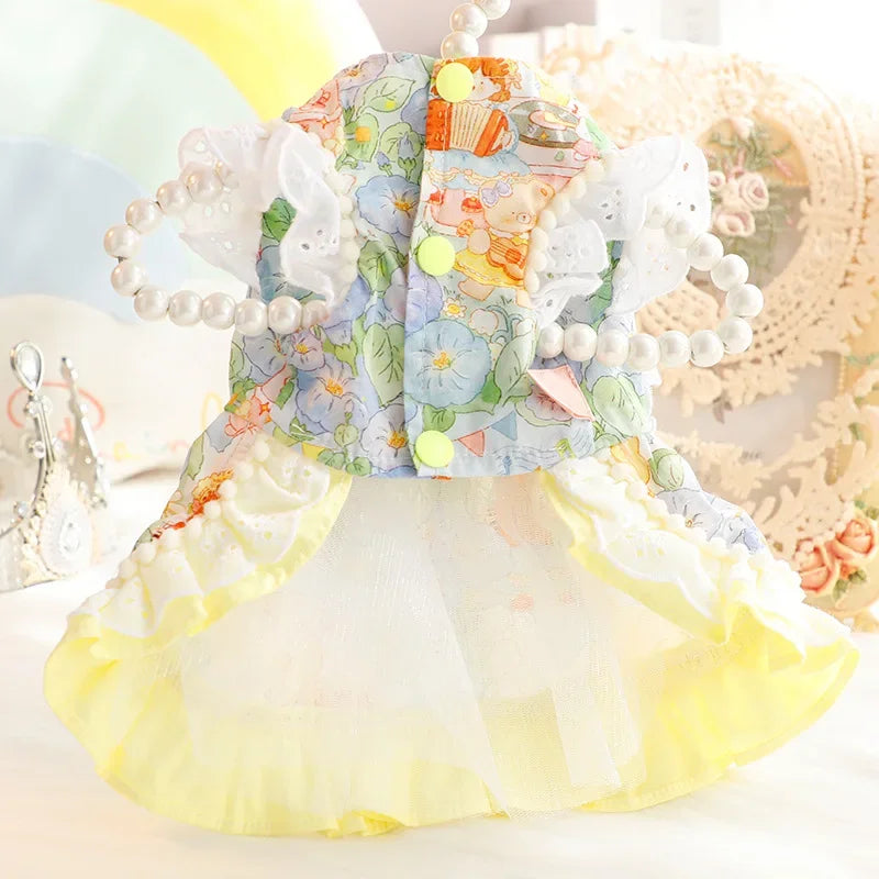 Thin Cat Princess Dress Milk Bear Fructose Lolita Small Dog Teddy Pet Clothes Spring and Summer