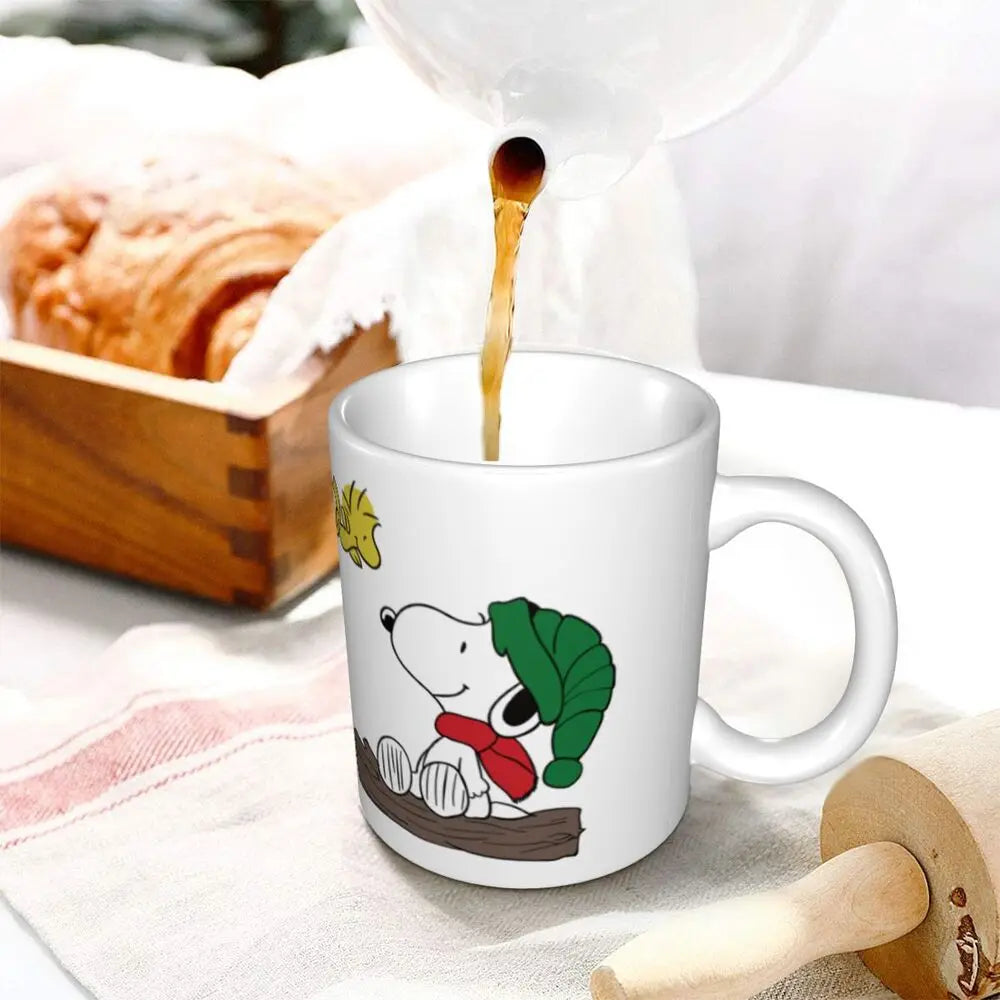 Manga Snoopy Woodstock Cartoon Dog Coffee Mug DIY Customized Ceramic Tea Milk Mug