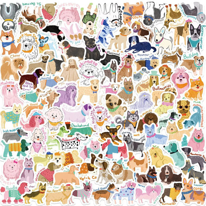 100/200/300PCS Cute Dog Series Graffiti Stickers Phone Laptop Computer Pad Decal Cup Stationery Luggage Waterproof Small Sticker