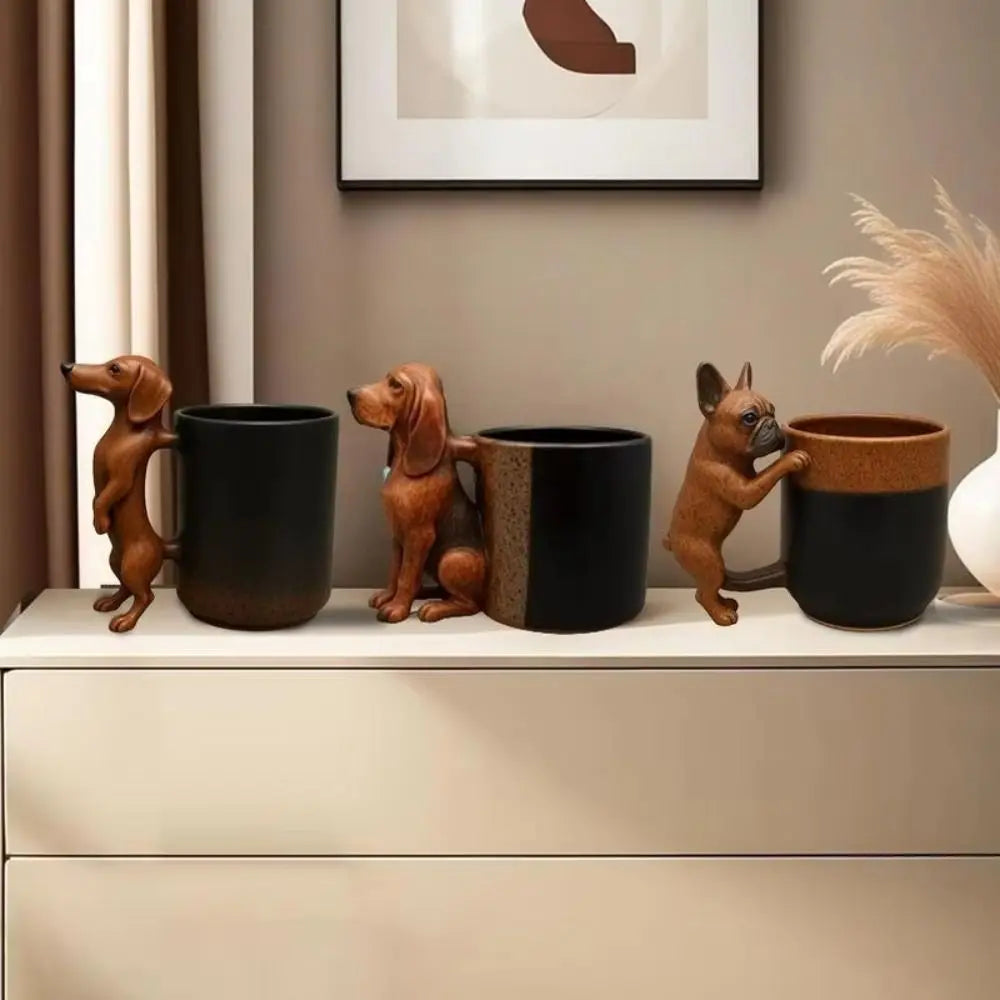 With Handle Dachshund Coffee Mug Puppy Design Adorable Puppy Decoration 3D Animal Mug Handcrafted Dog Lovers Drinkware