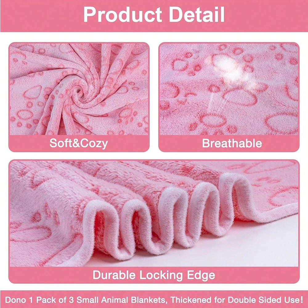 Pink Soft Fluffy Pet Blanket with Paw Print  Warm Comfortable Dog Cat Blanket Mat for Bed or Sofa High Quality Pet Accessories