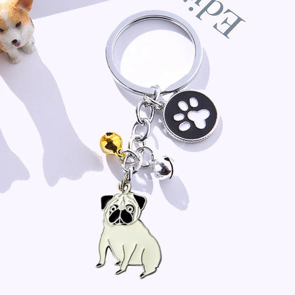 New Popular Cute Metal Dog Key Chain Car For Women Pendant Pet Dog Bell Keychains Jewelry Car Key Ring Party Gift K5222