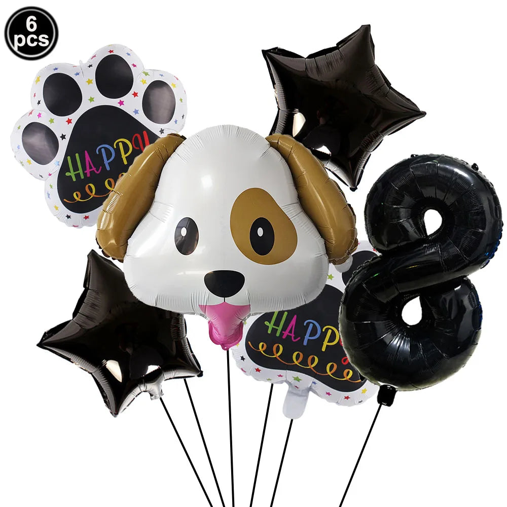 Dog Theme Party Digital Balloon Dog Head Dog Paw and Pink Dog Bone Shaped Foil Balloon Baby Shower Kids Birthday Pets Decoration
