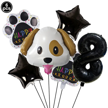 Dog Theme Party Digital Balloon Dog Head Dog Paw and Pink Dog Bone Shaped Foil Balloon Baby Shower Kids Birthday Pets Decoration