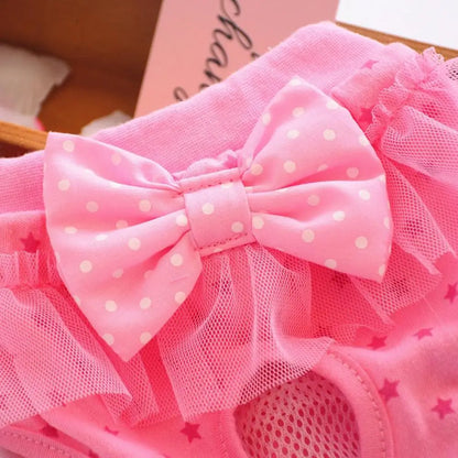 Dog Menstrual Pants Comfortable Anti-harassment Pet Sanitary Pants Breathable Cotton Puppy Bowknot Diaper Clothing Pet Supplies
