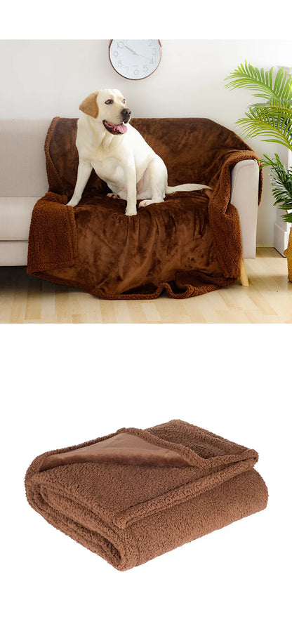 Double-sided Pet Waterproof Blanket ,Soft Thickened Flannel Velveteen Sherpa Blankets for Cats and Dogs Breathable and Anti-grip