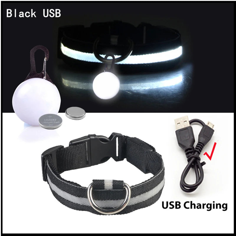 the LUXEGLOW LED SAFTERY COLLAR - USB Charging Glowing Dog Collar with Pendant, Detachable Luxury LED Light, Bright for Small Dogs/Cats, Night Safety Collar