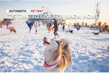 the HAPPY CAMPER - Pet Tent Portable Automatic Folding Teepee, Dog Bed House with Cushion, Easy Assemble Fit Golden Retriever - Husky Outdoor/Indoor