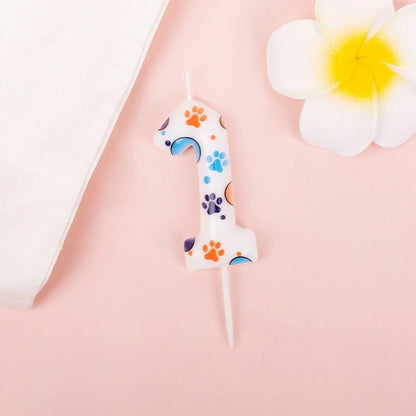 Cute Puppy Paw Print Number Birthday Candles, Suitable For Cake Decorations, Birthday Celebrations, Anniversary Commemorations