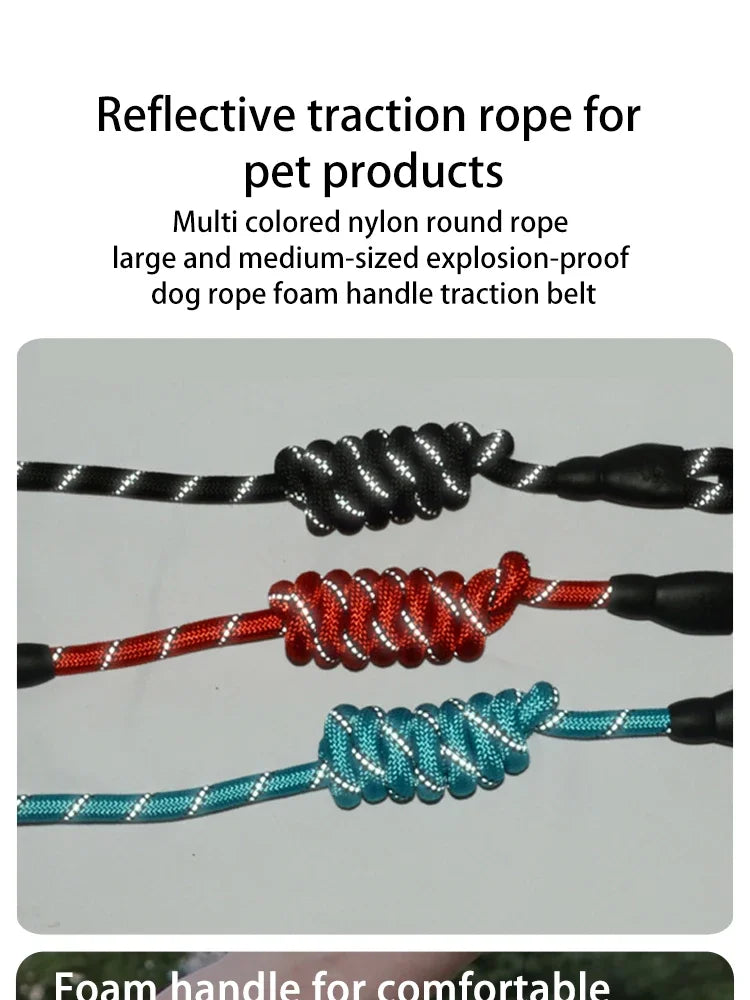 the REFLECTAROUND COMFORT LEASH - Pet Reflective Leash, Nylon Round Leash, Explosion-Proof Punch Leash, Dog Walking Round Leash without Strangulation
