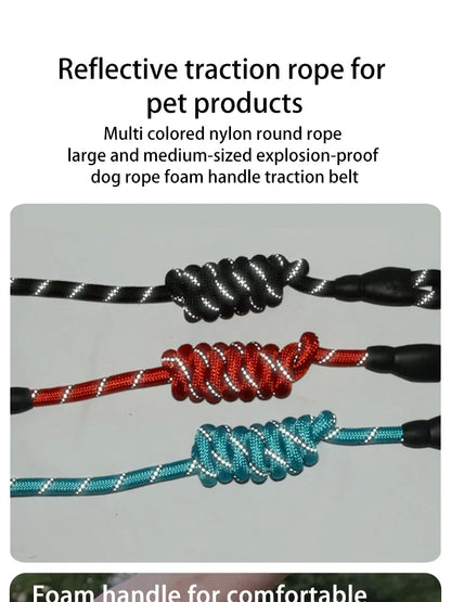 the REFLECTAROUND COMFORT LEASH - Pet Reflective Leash, Nylon Round Leash, Explosion-Proof Punch Leash, Dog Walking Round Leash without Strangulation
