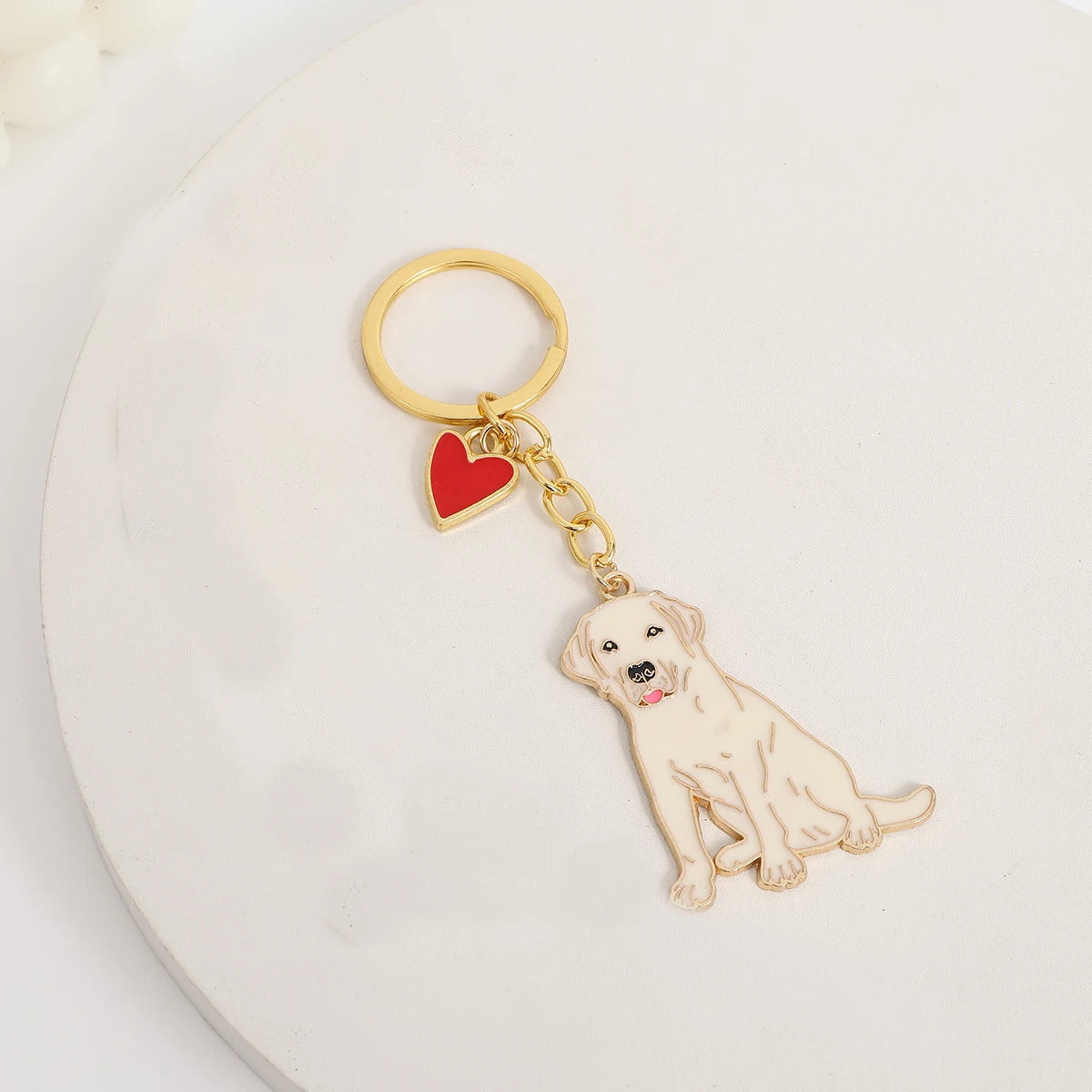 Metal Cute Dachshund Bulldog Dog keychains car key ring pet dogs heart Tag key men gift Metal Pendant best friend gifts