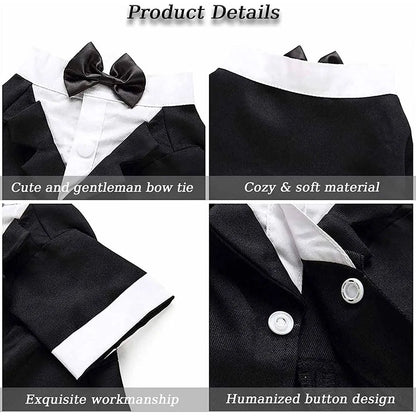Dog Tuxedo Dog Suit Puppy Pet Tuxedo Wedding Party Costume Dog Prince Bow Tie Shirt Formal Dog Weeding Attire Dogs Cats Clothes