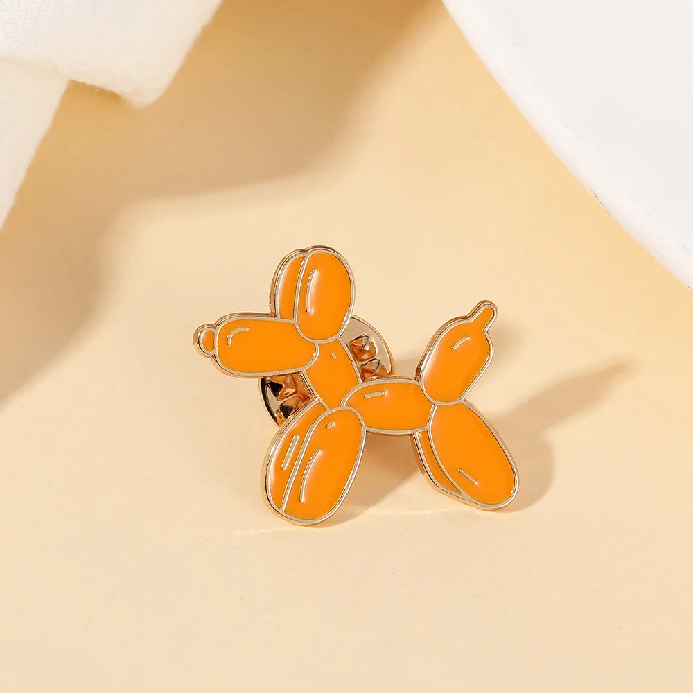 Creative Balloon Dog Brooches Cute Yellow Colors Enamel Pet Collar Pins With Free Shipping
