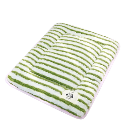 Cozy Flannel Pet Bed Mat - Soft Striped Dog Cat Bed Washable Comfortable Cushion for Small Medium Pets - Stylish Home Decor