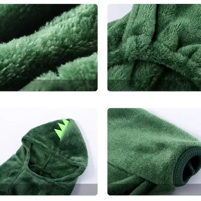 Pet Dog Clothes Dinosaur Shape Warm Fleece Jumpsuits for Small Medium Dogs Puppy Hoodies Chihuahua Yorkshire Costume Coats