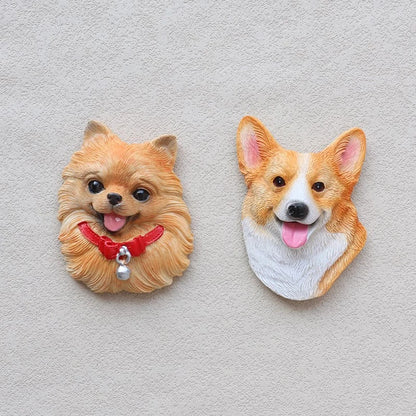 3D pet dog resin magnetic refrigerator sticker simulation corgi,Yorkshire,Golden Retriever,Magnetic sticker home decoration