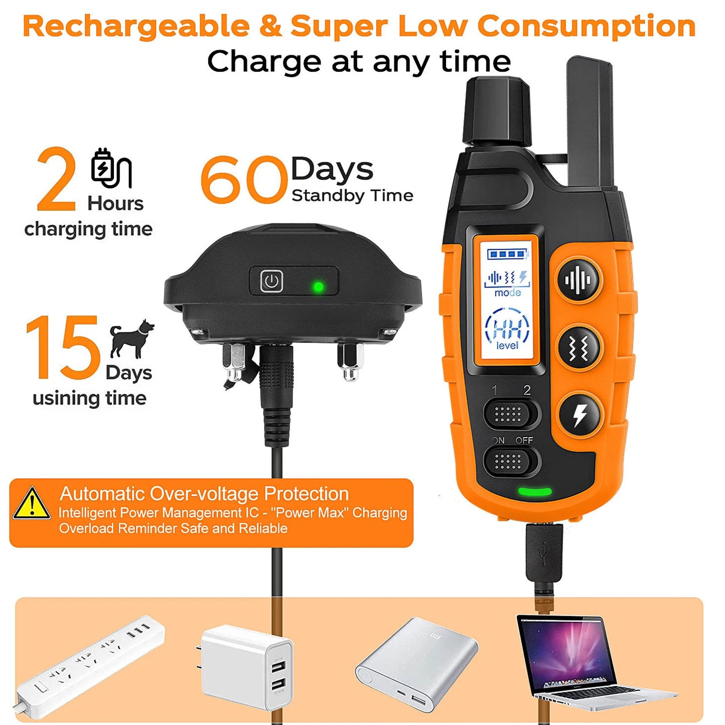 the ELECTRIC COLLAR - 3300Ft Electric Dog Training Collar Remote Control Waterproof Pet BehaviorFor 5-120lbs Puppy With Shock Vibration