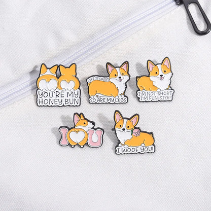 Cute Dog Series Enamel Pin Yellow Corgi Cute Brooch Backpack Hat Lapel Accessories Metal Badge Gift For Friend Jewelry Wholesale