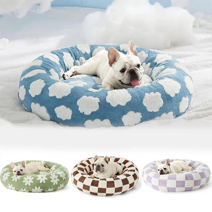 50CM/60CM Round Pet Bed for Dog Cat Bed Super Soft Cats Bed Plush Dog House for Small Dog House Winter Warm Sleeping
