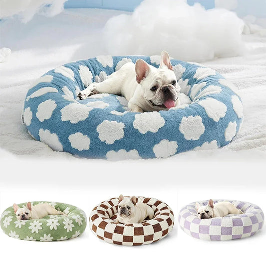 50CM/60CM Round Pet Bed for Dog Cat Bed Super Soft Cats Bed Plush Dog House for Small Dog House Winter Warm Sleeping