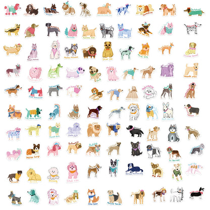 100/200/300PCS Cute Dog Series Graffiti Stickers Phone Laptop Computer Pad Decal Cup Stationery Luggage Waterproof Small Sticker