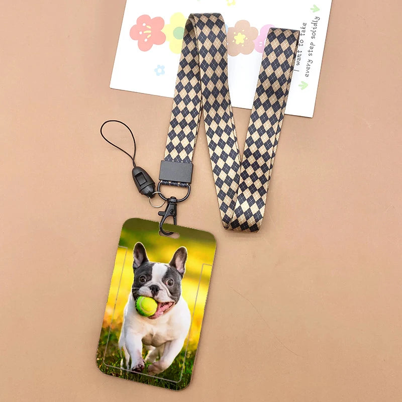 Cat and dog pattern Bank Credit ID Card Student Bus Card Holders Storage Protective Shell Pendant