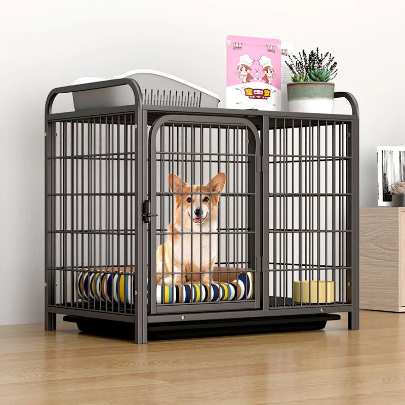 Heavy Duty Dog Cage Large Medium Pet Cage with Toilet Full Square Tube Indoor Dog House