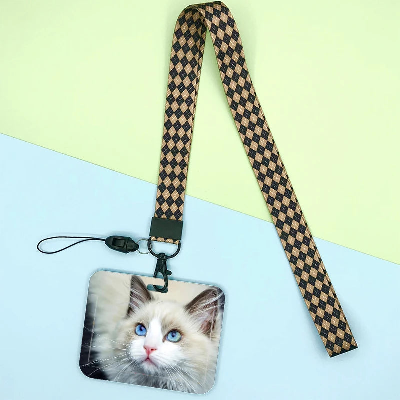 Cat and dog pattern Bank Credit ID Card Student Bus Card Holders Storage Protective Shell Pendant