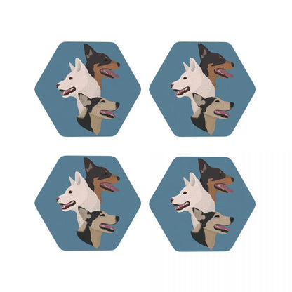 Family Of Dogs Coasters Kitchen Placemats Non-slip Insulation Cup Coffee Mats For Decor Home Tableware Pads Set of 4