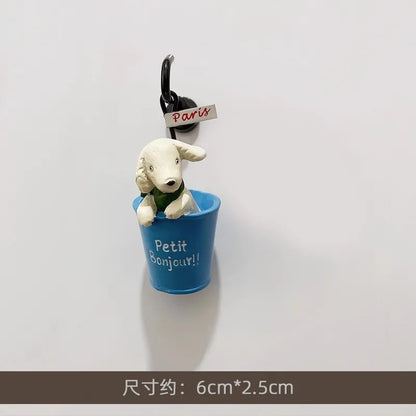 3D Fridge Magnet Puppy Cartoon Cat and Dog Refrigerator Stickers  Anti-theft Entrance Door Decorative Magnetic Creative Message