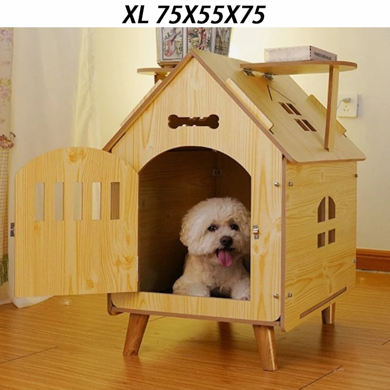 Indoor Dog House Bed Door Small Medium Cat Dog Kennel Outdoor Comfortable Puppy House Inside with Vents Pets Cage Supplies