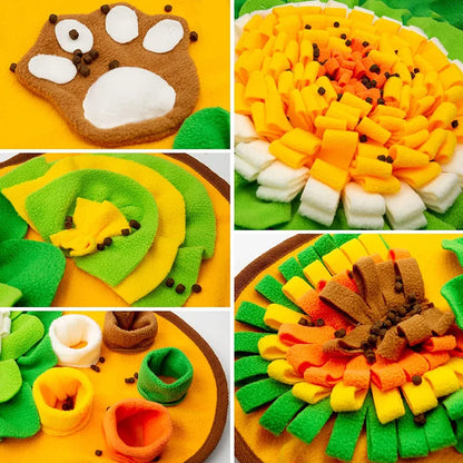 the SNIFFLE MAT - Interactive Dog Snuffle Mat for Small/Medium Dogs, Soft Durable Fleece with Squeaky Toy, Slow Feeding Anti-Anxiety, Machine Wash