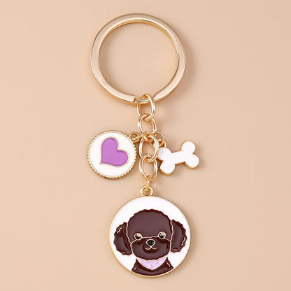 Cute Enamel Puppy Dog Keychain Cartoon Animal Key Ring Pendants for Women Girls Handbag Accessories DIY Jewelry Gifts