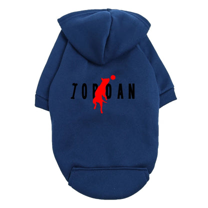the PAWSPORT FLEECE HOODIE - "JOPDAN" Dog Hoodie for Small/Medium Dogs, Cute Sport Pattern Pet Sweatshirt, Warm Fleece Puppy Outfit Coat