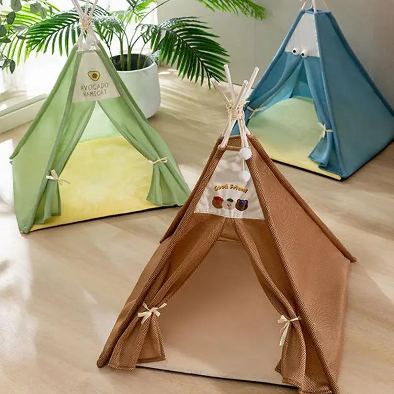 the GOOD BUDDY TEEPEE - Portable Pet Playpen, Breathable Mesh Foldable Dog Tent, Stable Structure Pet Teepee, Machine Washable Portable Indoor Doghouse